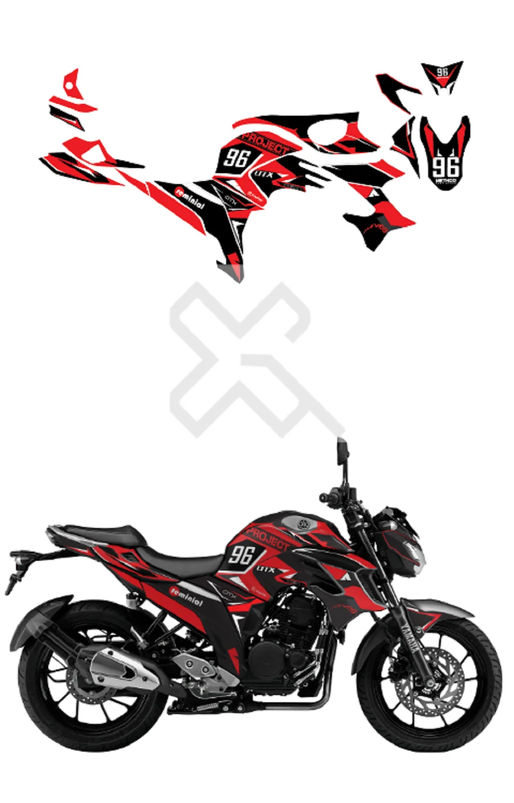 Project 96 Edition Full Body Sticker Compatible with FZ-25 | Made In Premium Gloss Vinyl With FPF(Fade Protection Film), Water Proof, Precut Sticker, Pack of 1 Compatible with Both Side